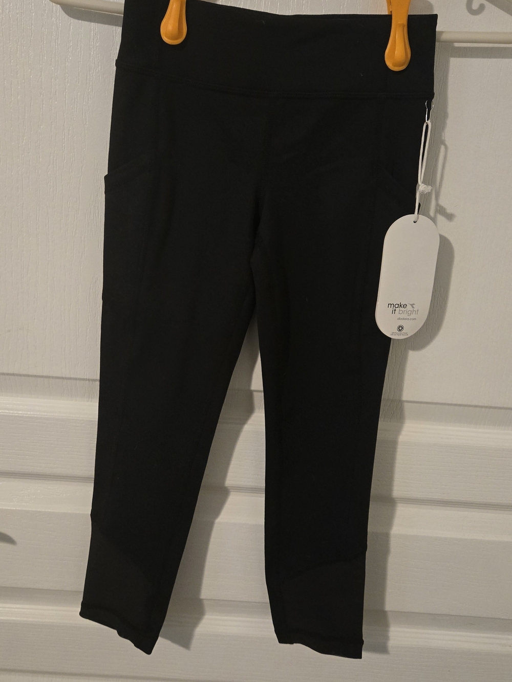 Diadora Black Kids Active Leggings with Side Pockets